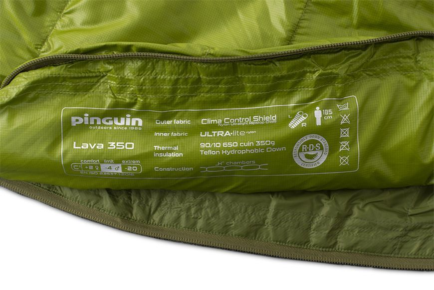 Спальний мішок Pinguin Lava 350 (2/ -4&deg;C), 185 см - Right Zip, Blue