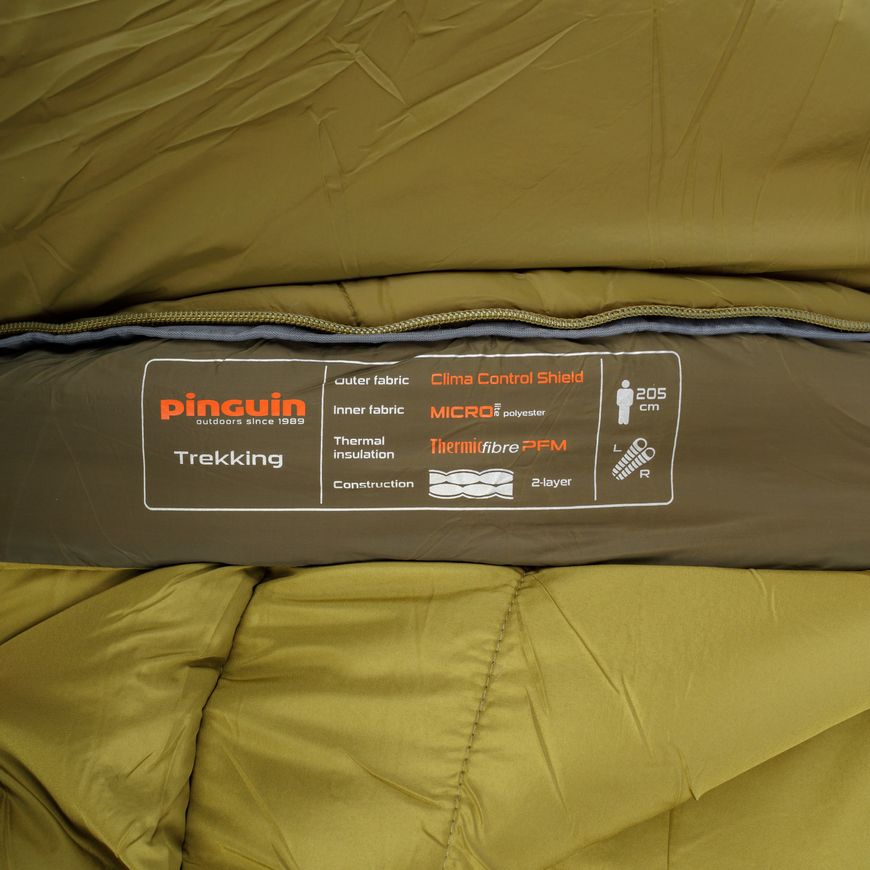 Спальний мішок Pinguin Trekking (1/-5°C), 205 см - Left Zip, Khaki (PNG 238549) 2020