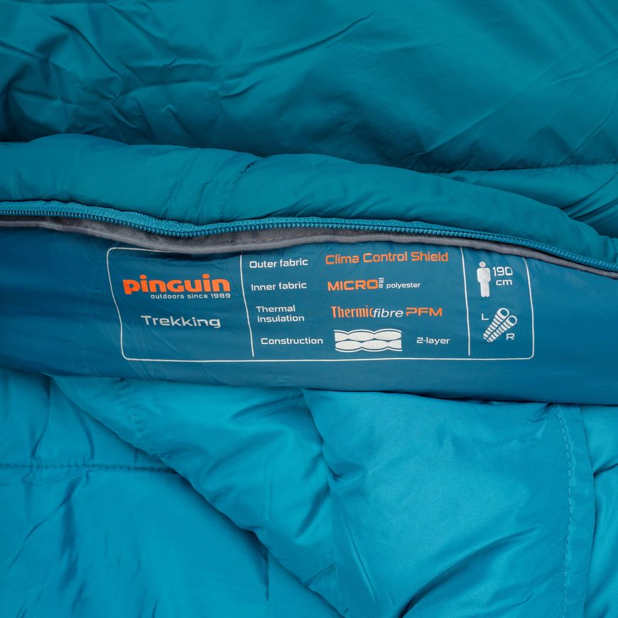 Спальный мешок Pinguin Trekking (1/-5°C), 190 см - Left Zip, Petrol (PNG 238365) 2020