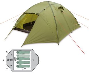 Палатка четырехместная Pinguin Tornado 4 Dural, Green (PNG 124.4)