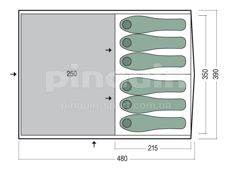 Палатка шестиместная Pinguin Interval 6 Green, 6-местная (PNG 143.6.Green)