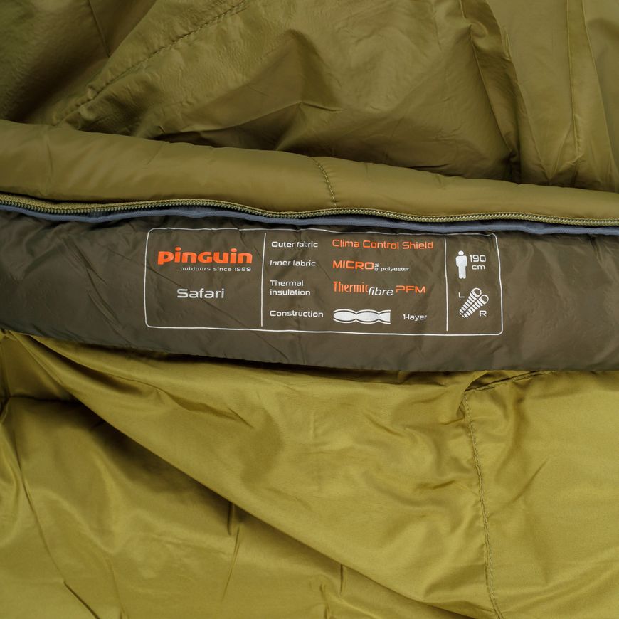 Спальный мешок Pinguin Safari (4/1°C), 190 см - Right Zip, Khaki (PNG 240443) 2020