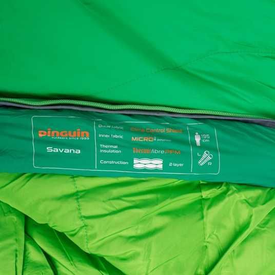 Спальный мешок Pinguin Savana (5/0°C), 185 см - Left Zip, Green