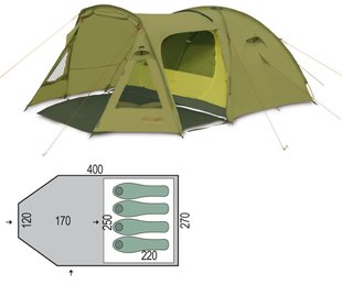 Намет Pinguin Campus 4 Duralu, Green, 4-місний (PNG 145.4)