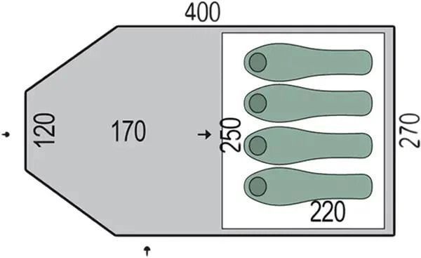 Намет Pinguin Campus 4 Duralu, Green, 4-місний (PNG 145.4)